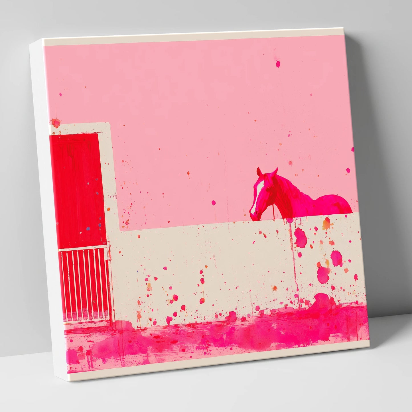 Crimson Doorway horse stable canvas wall art