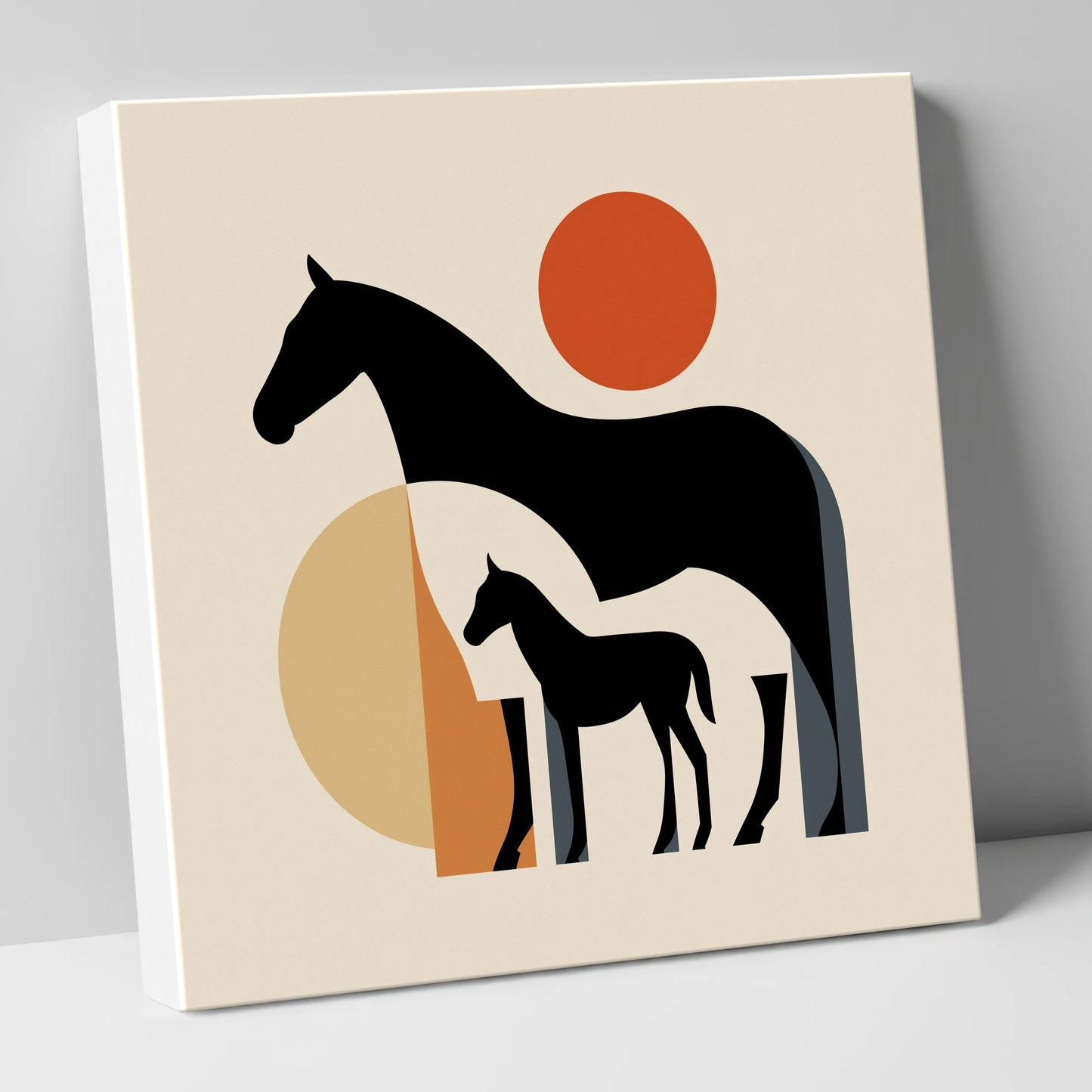 Mid-Century Mare and Foal mare & foal canvas wall art