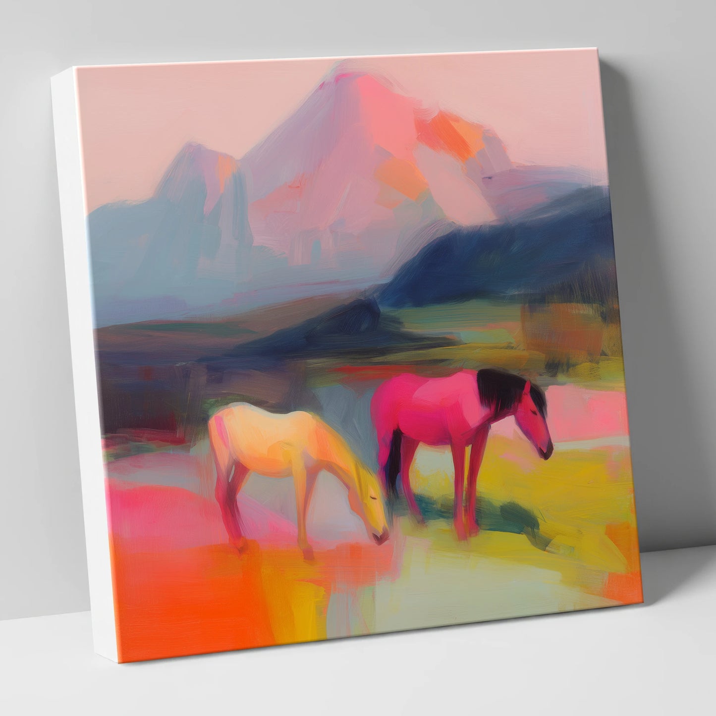 Vivid Mountain Pasture horse landscape canvas wall art
