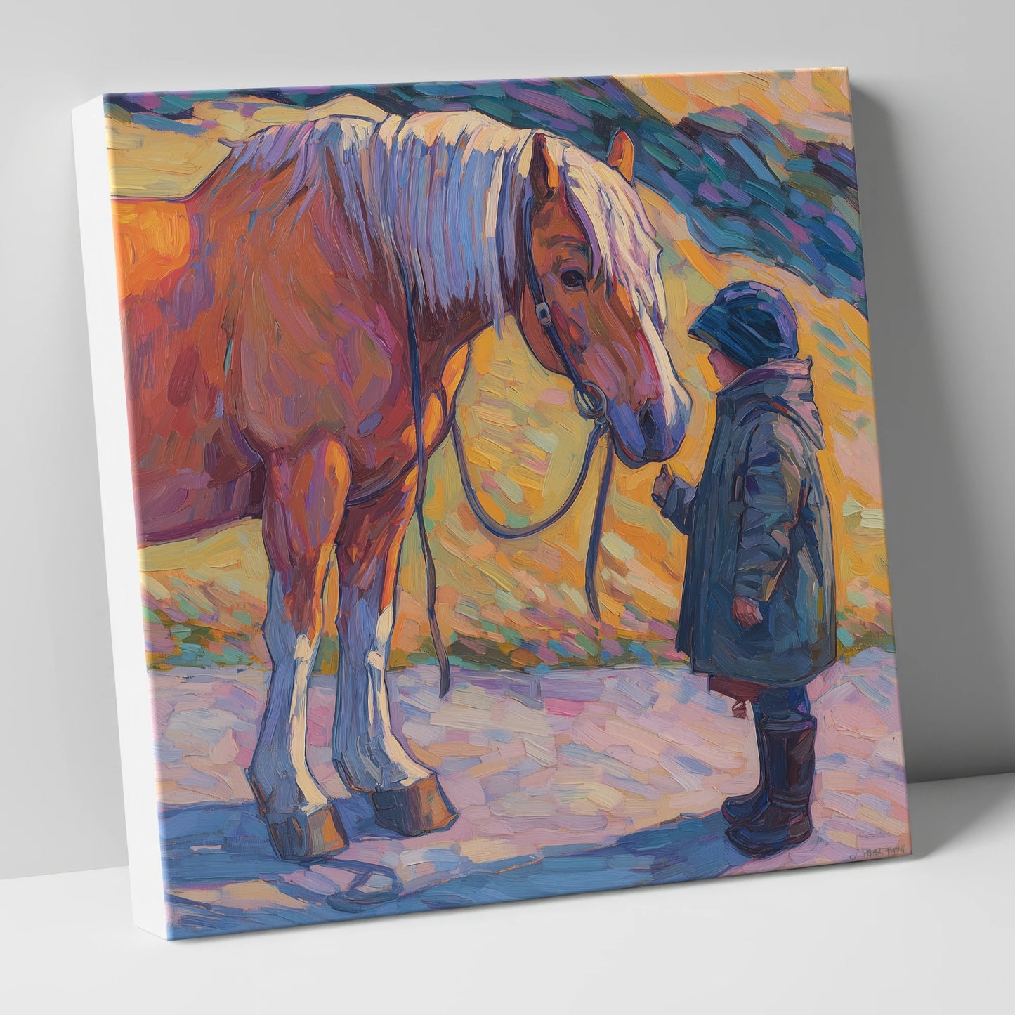 A Gentle Exchange horse & rider canvas wall art