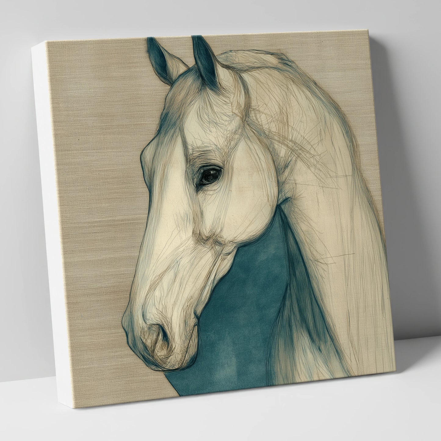 Serene Profile Sketch horse portrait canvas wall art