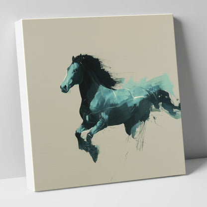 Dynamic Teal Bound horse breed canvas wall art