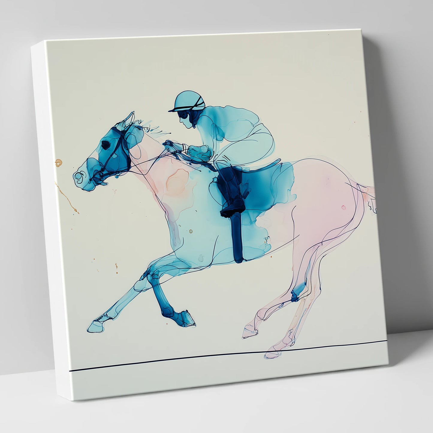 Azure Gallop racing horse canvas wall art
