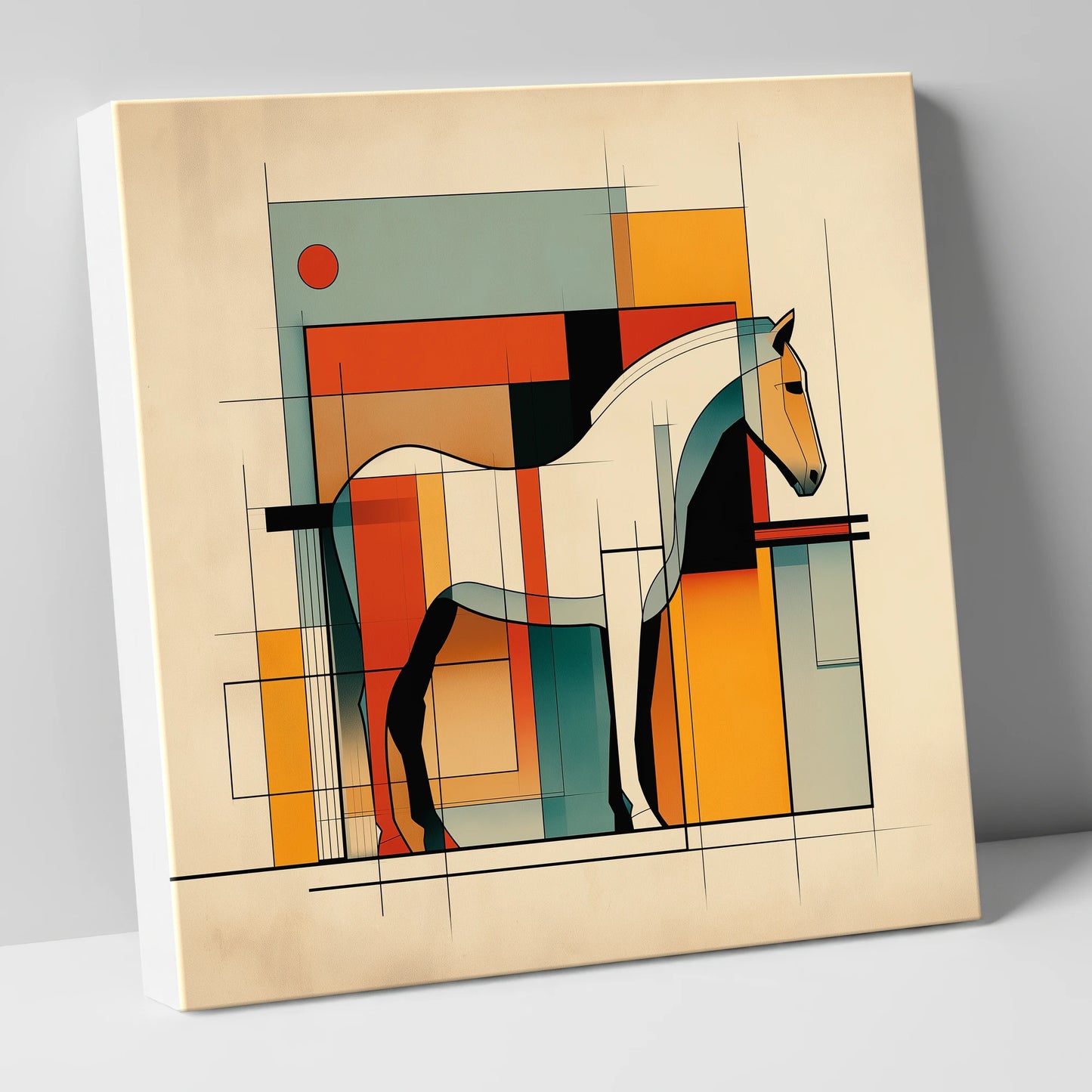 Modernist Equine Profile horse stable canvas wall art