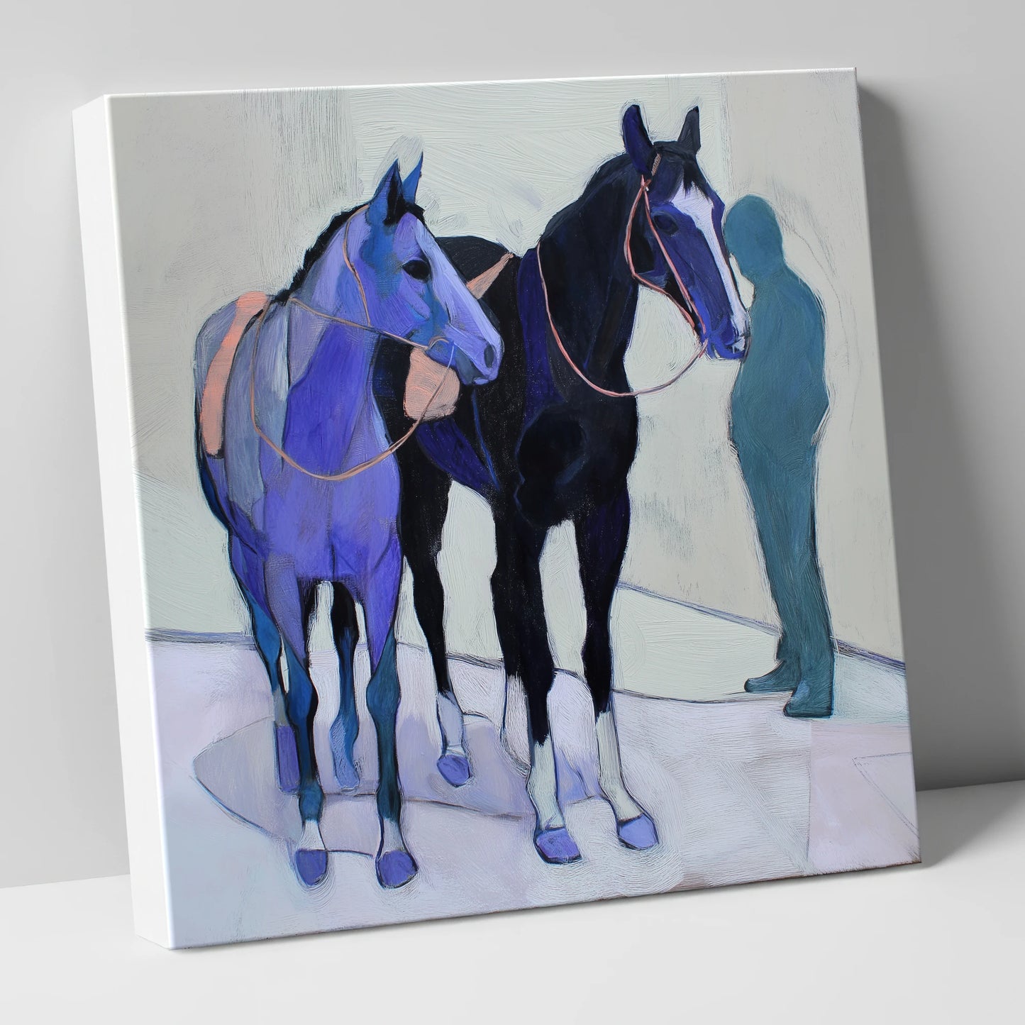 Shadows of the Yard racing horse canvas wall art