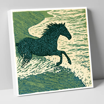Wild Sea Canter beach horse canvas wall art