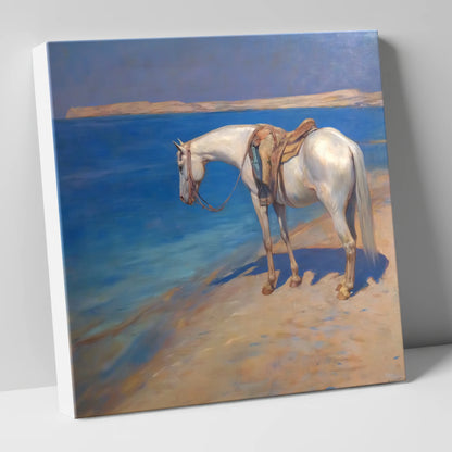 The Patient Grey horse landscape canvas wall art