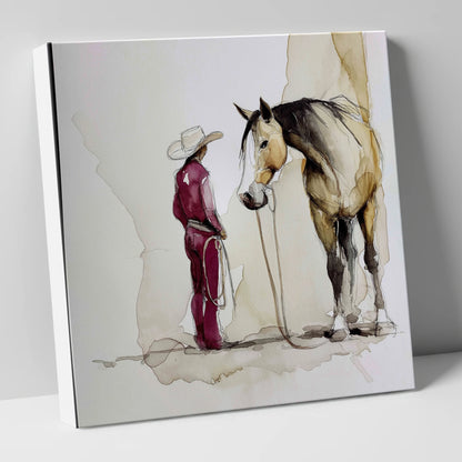 A Quiet Understanding western horse canvas wall art