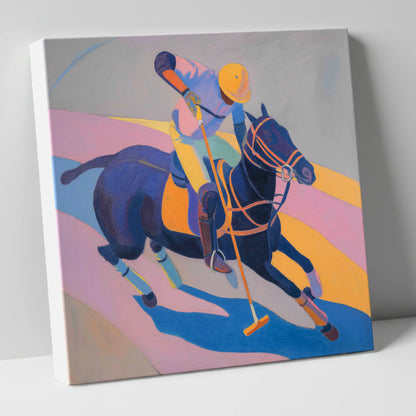 Vibrant Polo Charge polo horse canvas wall art