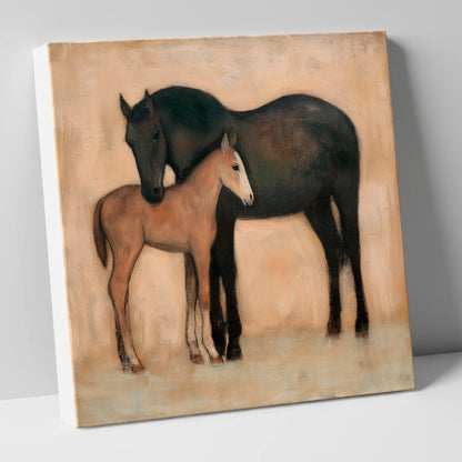 Quiet Affection mare & foal canvas wall art