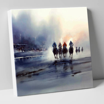 Out of the Mist racing horse canvas wall art