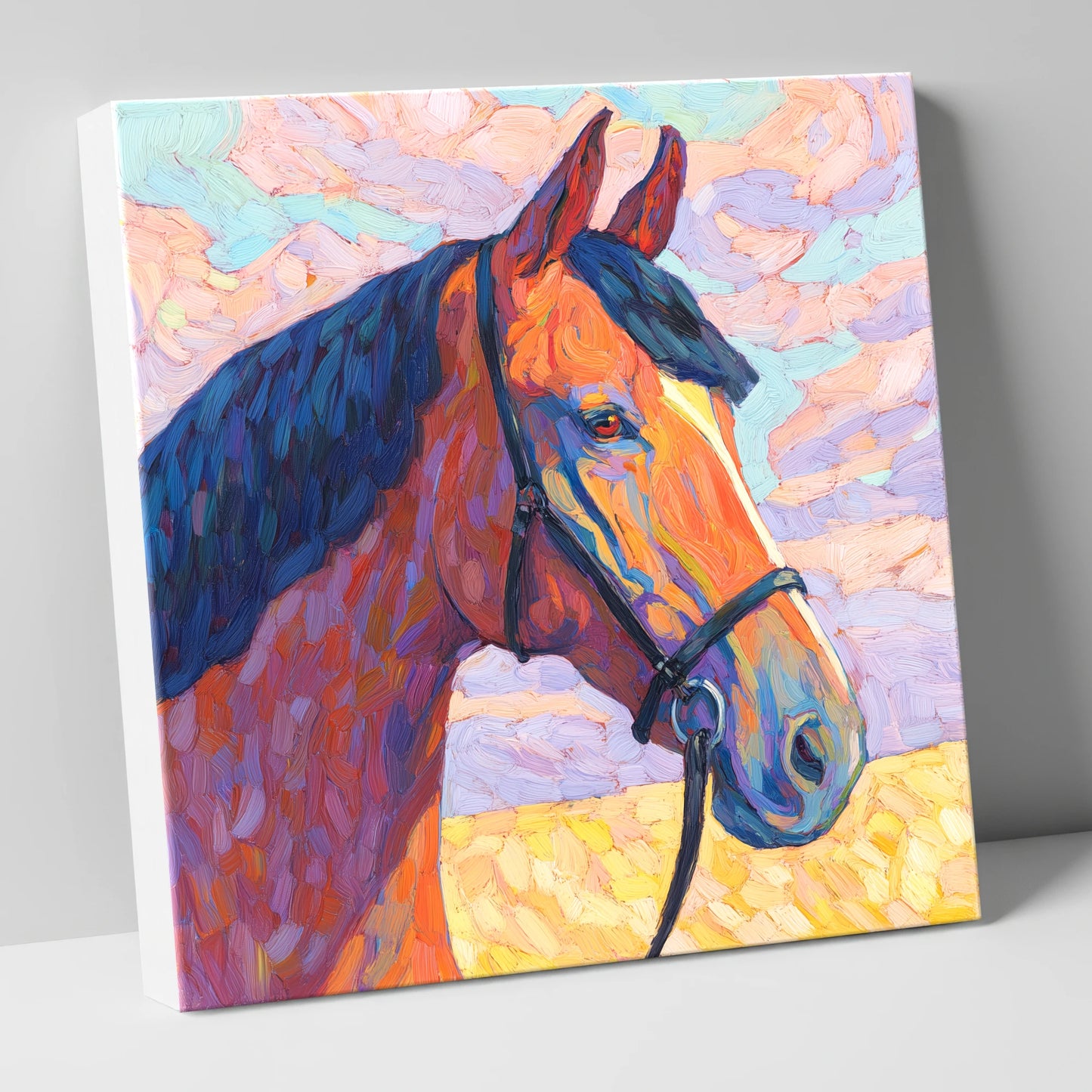 Painted Bay Profile horse portrait canvas wall art