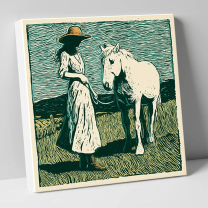 Windswept Companions horse & rider canvas wall art