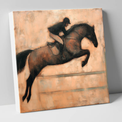 Suspended in Flight show jumping horse canvas wall art