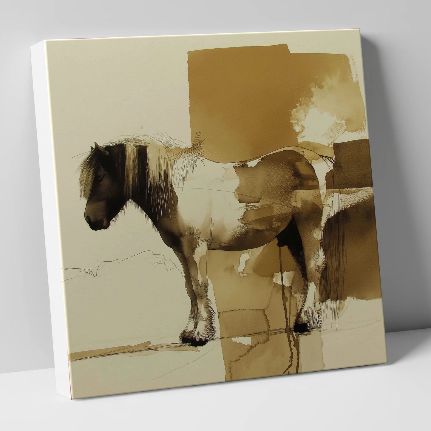 Earthy Cob Profile horse breed canvas wall art