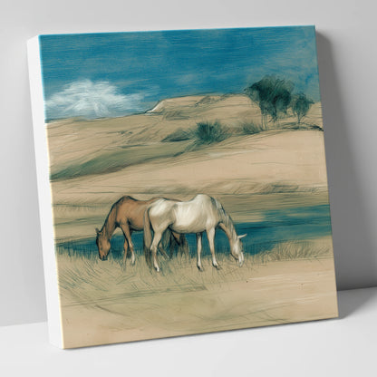 Quiet Companions horse landscape canvas wall art
