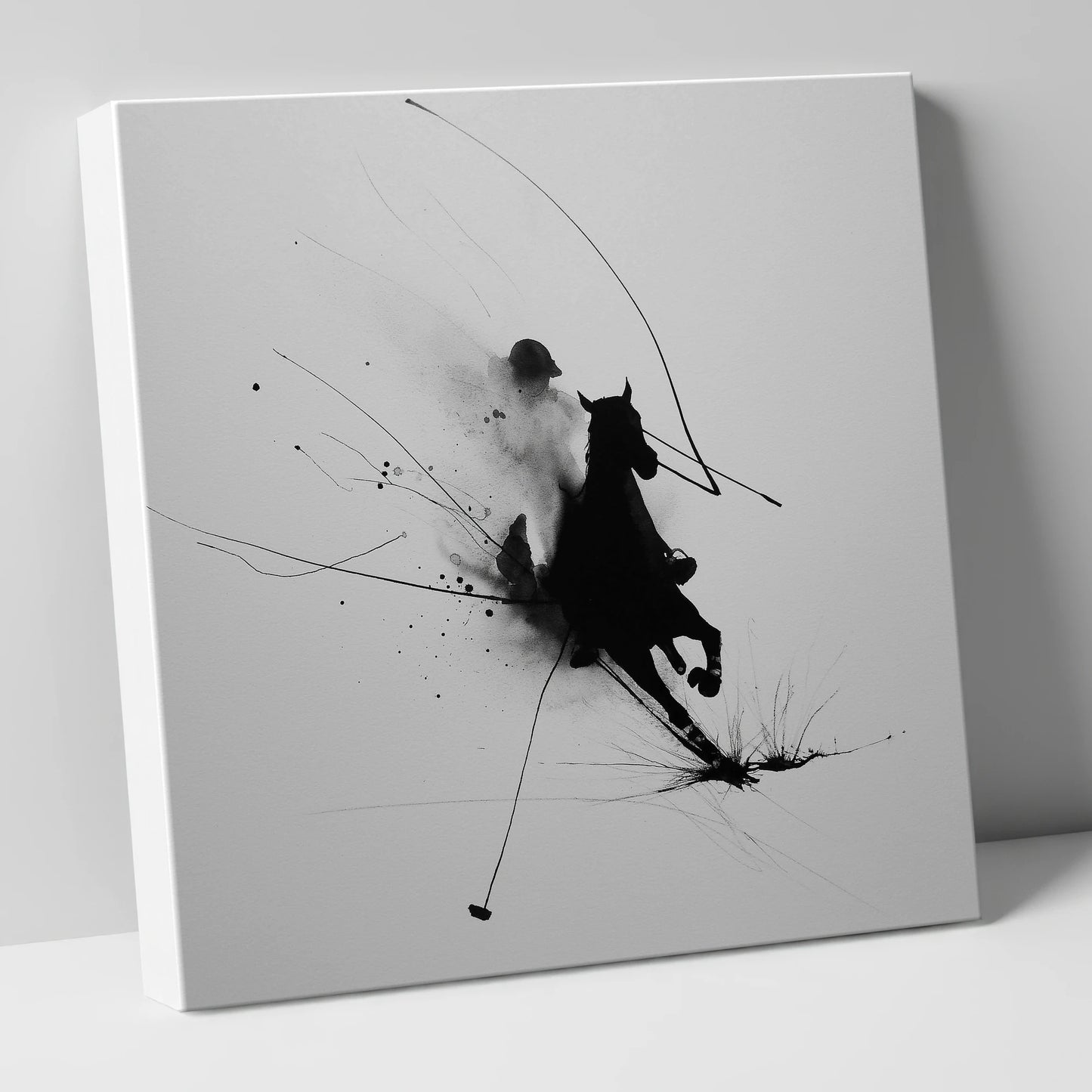 Phantom Polo Strike polo horse canvas wall art