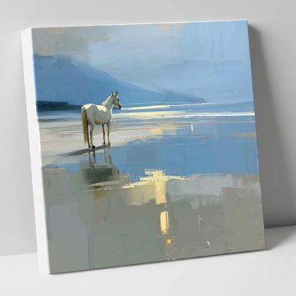 Solitary Coastal Gleam horse landscape canvas wall art