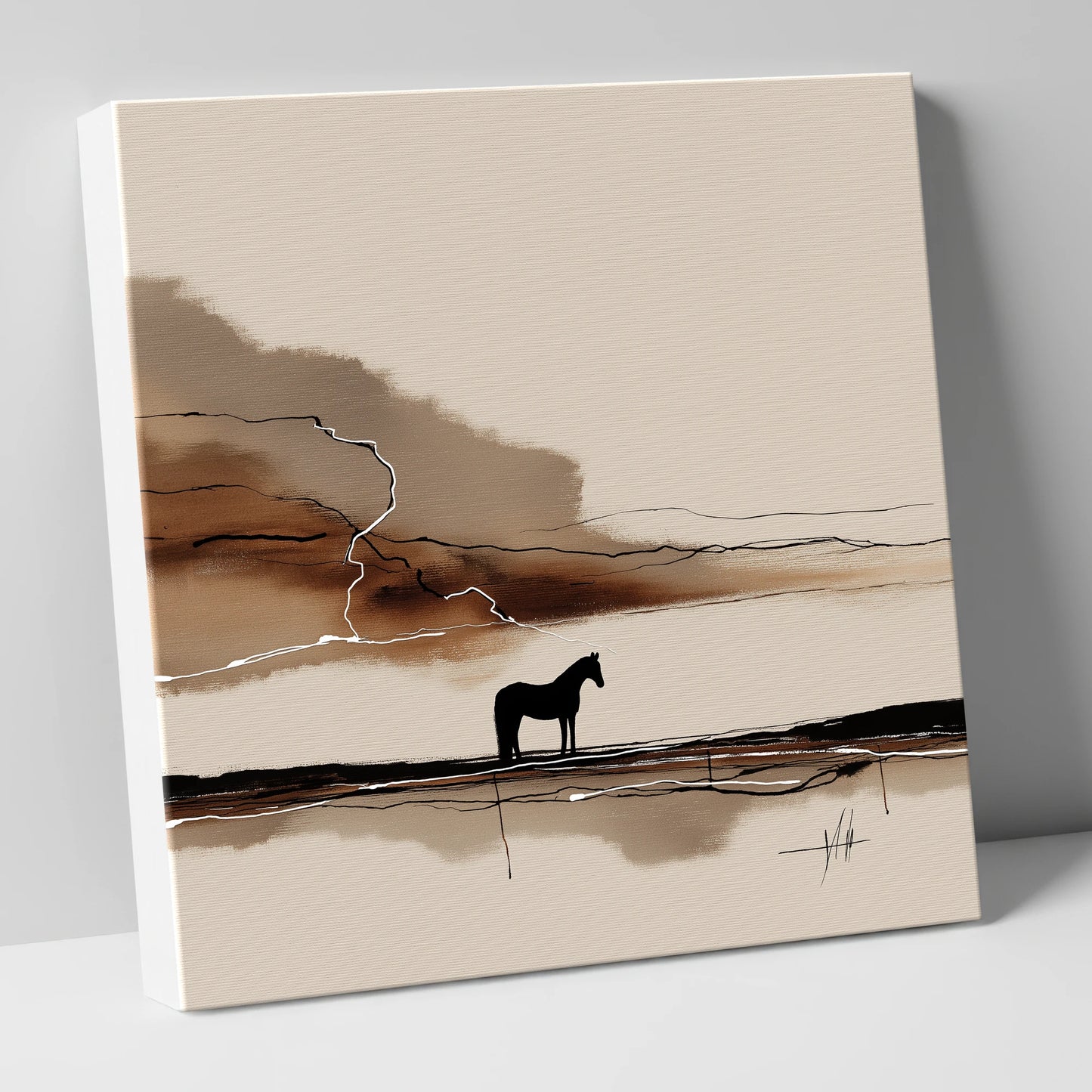 Lightning on the Horizon horse landscape canvas wall art