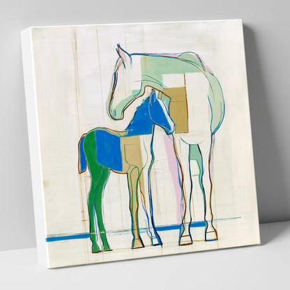 Modern Equine Kinship mare & foal canvas wall art