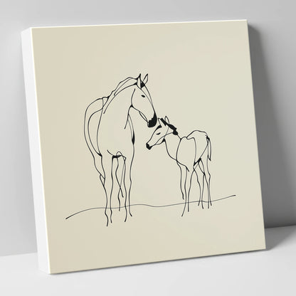 Quiet Maternal Bond mare & foal canvas wall art