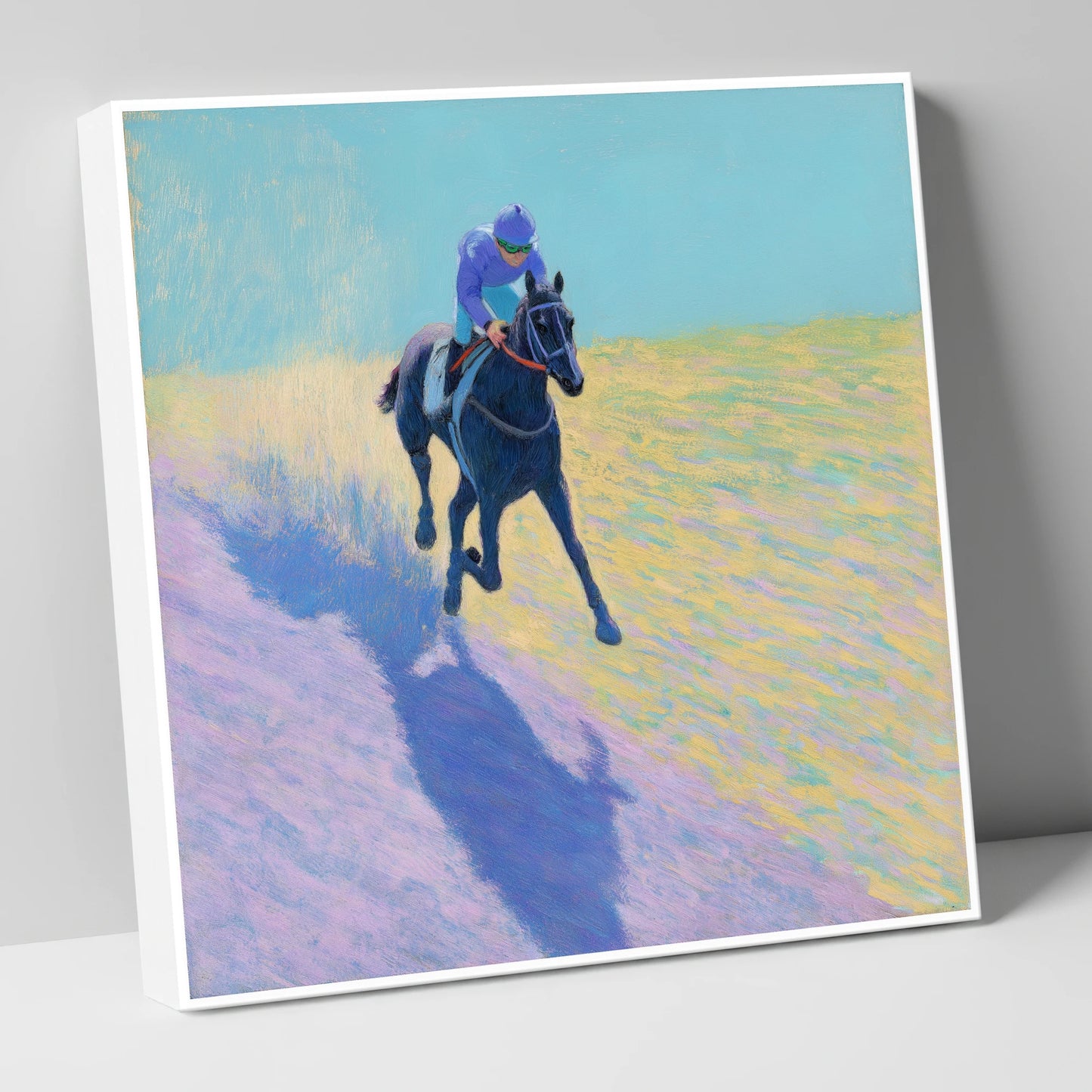 Pastel Morning Canter racing horse canvas wall art