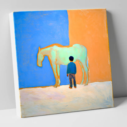 A Silent Understanding horse & rider canvas wall art