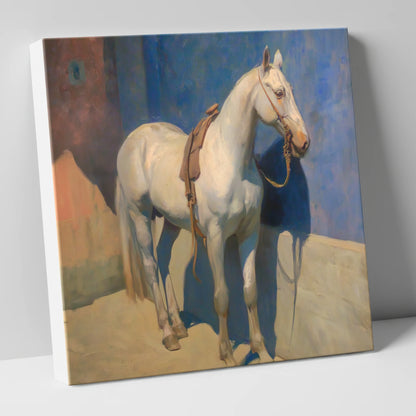 Sunlit Grey against Azure horse breed canvas wall art