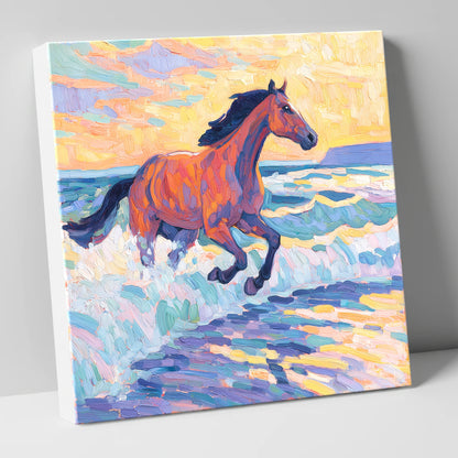 Painted Tide Canter beach horse canvas wall art