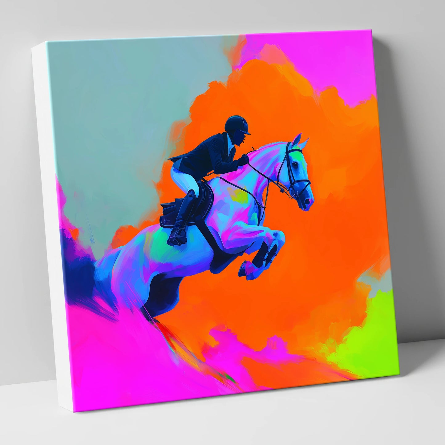 Vivid Showjumping Flight show jumping horse canvas wall art