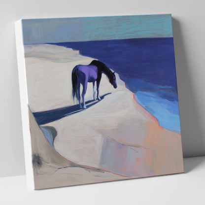 Indigo Coastal Solitude horse landscape canvas wall art