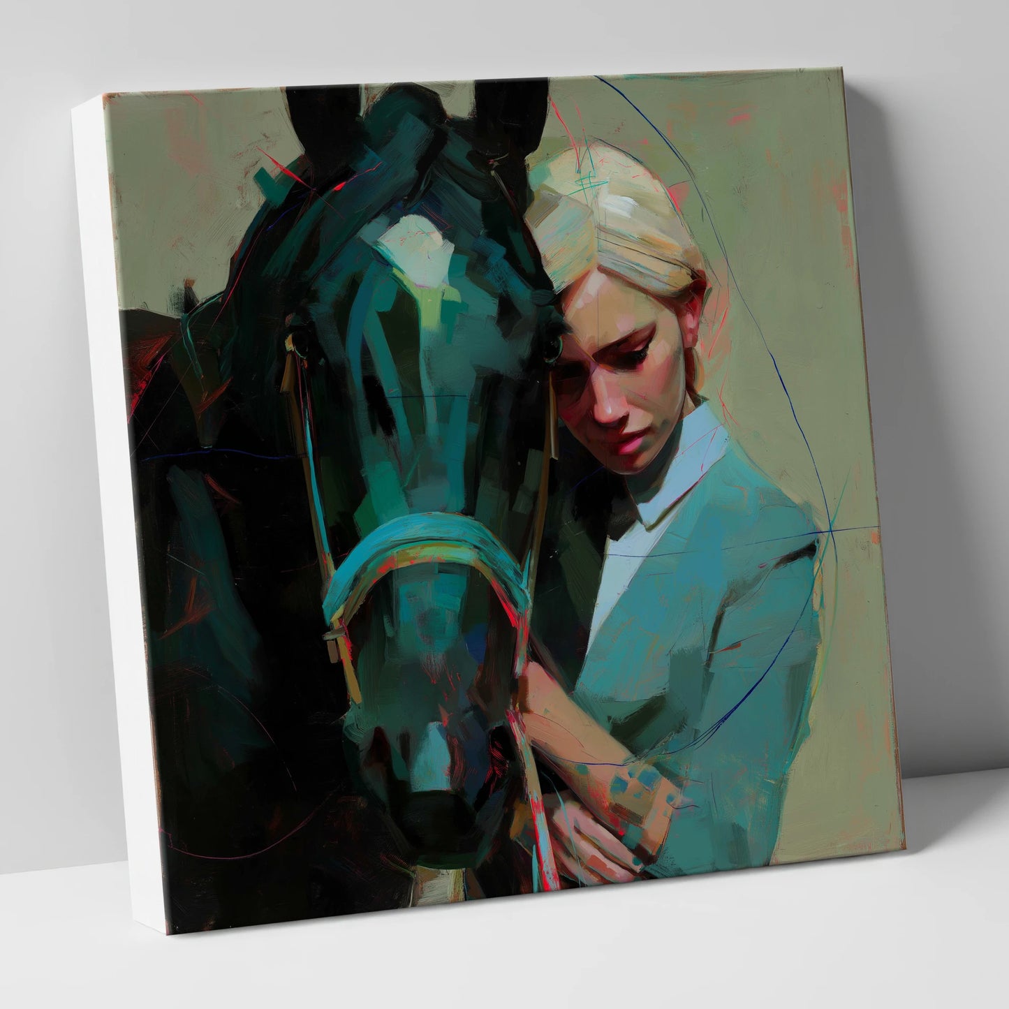 Silent Understanding horse & rider canvas wall art