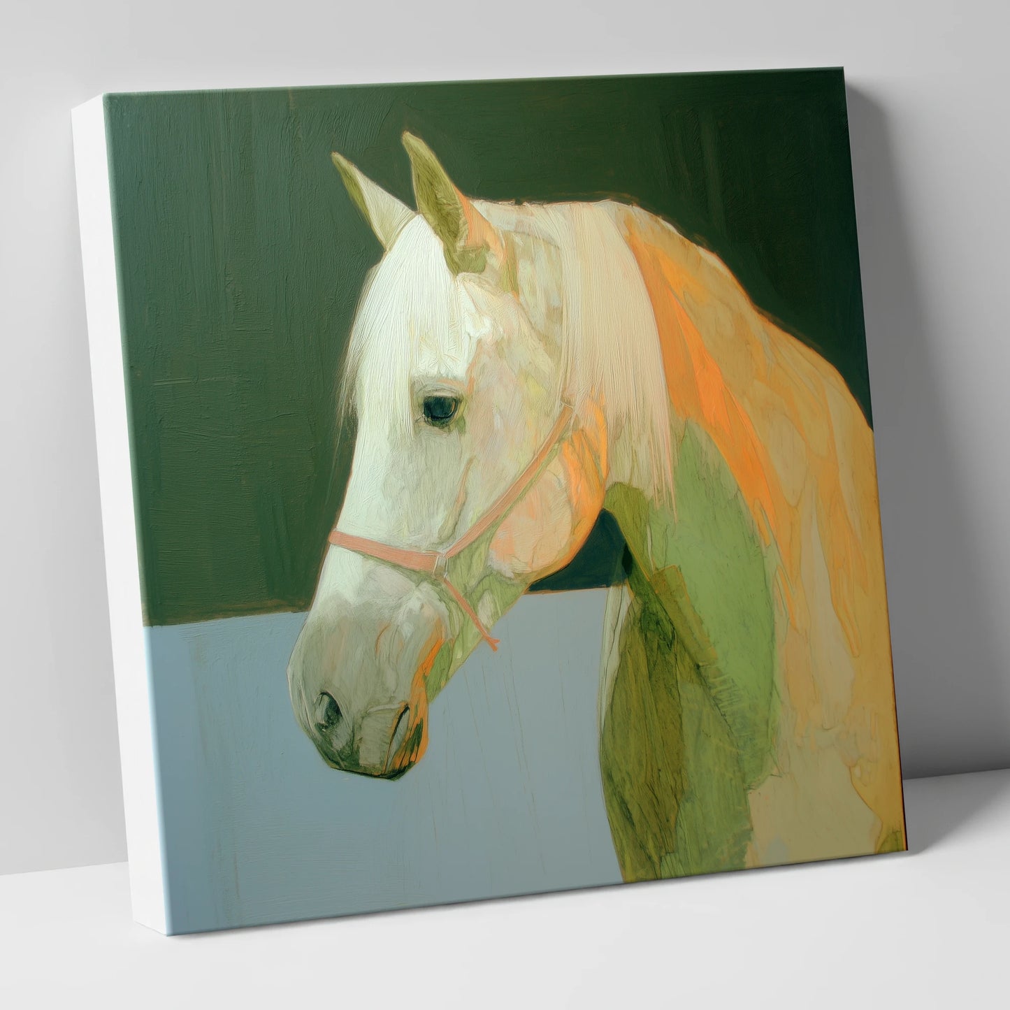Painted Grey Profile horse breed canvas wall art