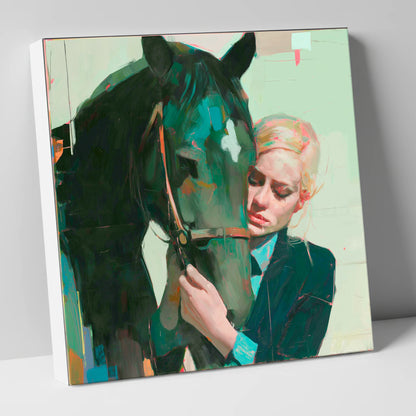 Quiet Connection horse & rider canvas wall art