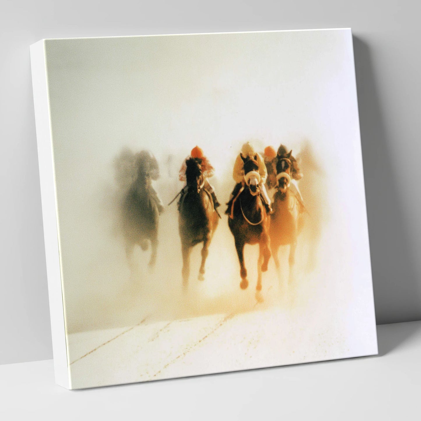 Emerging From The Mist racing horse canvas wall art