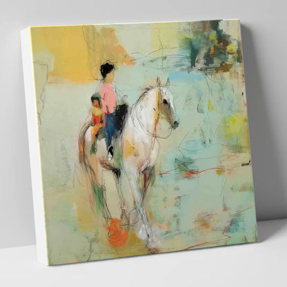 The Shared Ride horse & rider canvas wall art