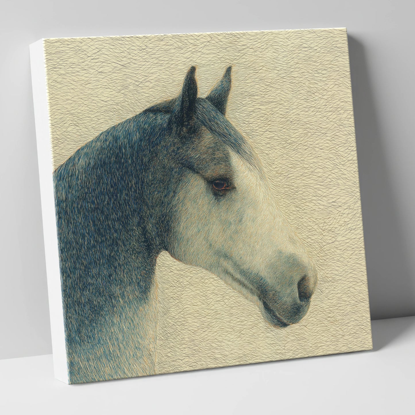 Serene Slate Profile horse portrait canvas wall art