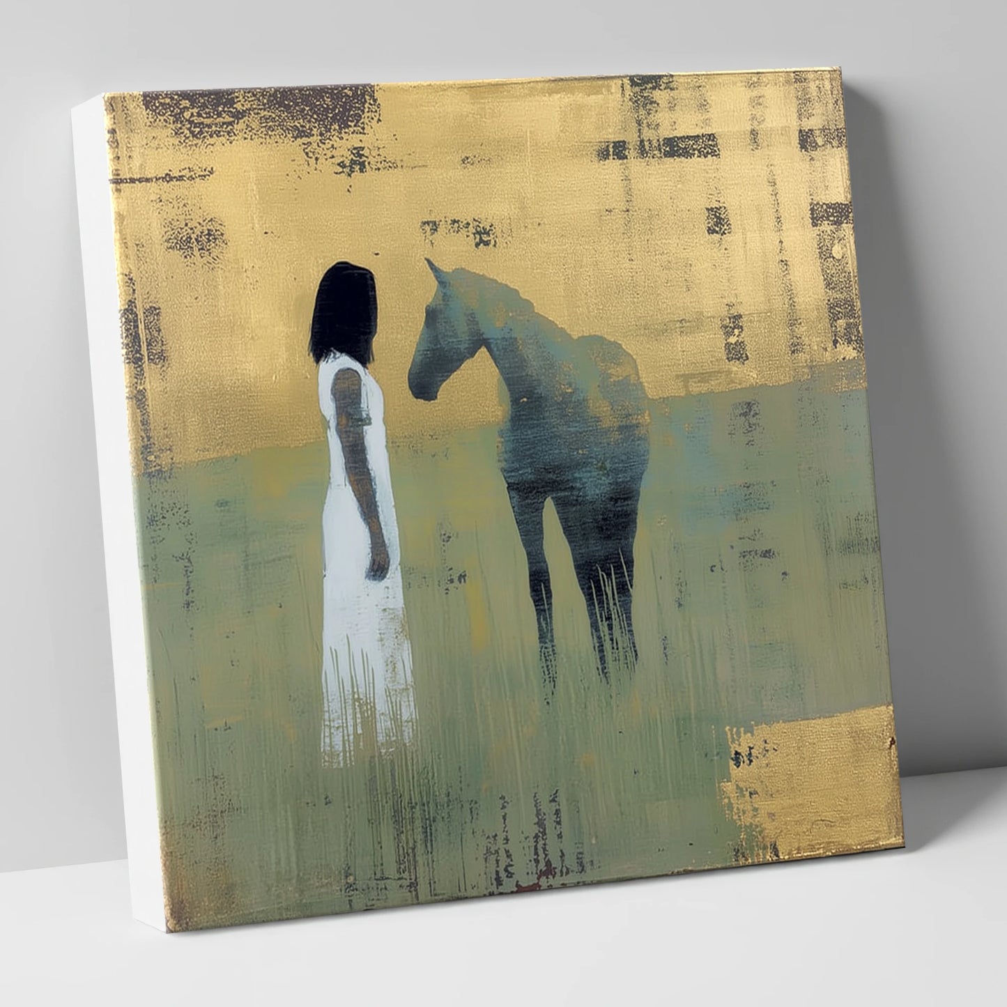 A Quiet Connection horse & rider canvas wall art