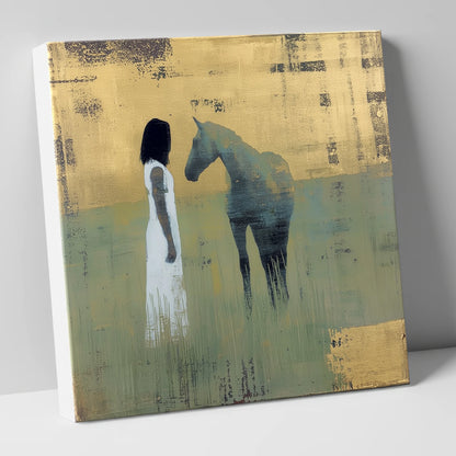 A Quiet Connection horse & rider canvas wall art