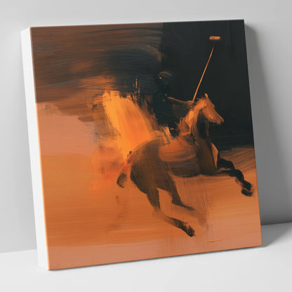 Amber Polo Strike polo horse canvas wall art