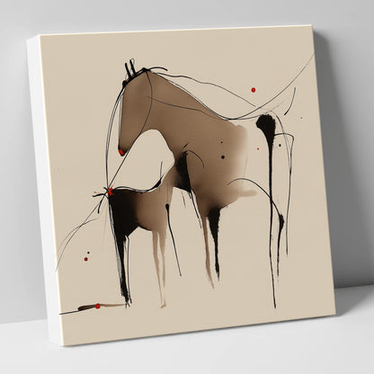 Minimalist Mare and Foal mare & foal canvas wall art