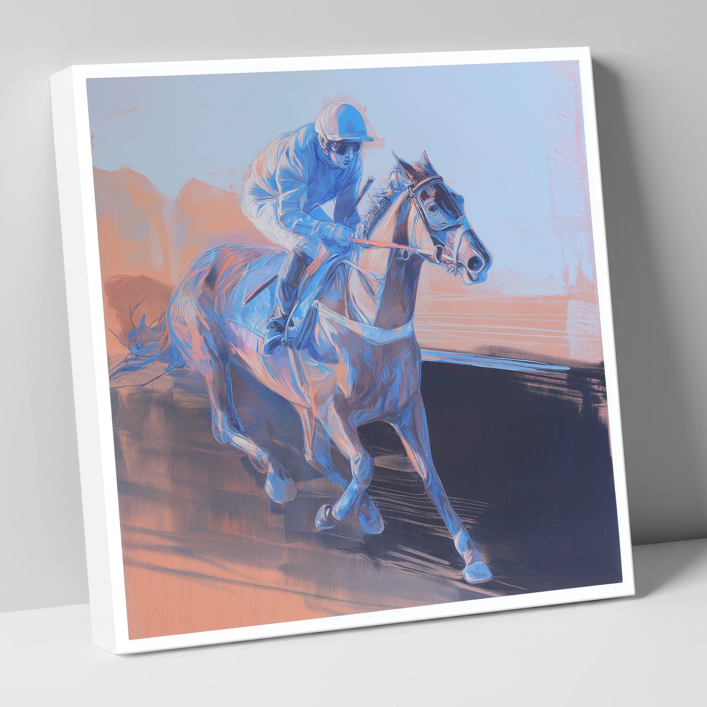 Indigo Stride racing horse canvas wall art