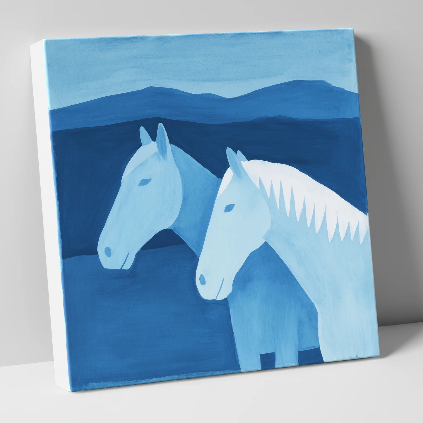 Azure Mountain Companions horse landscape canvas wall art