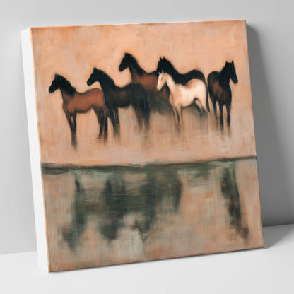 Shadows of the Herd wild horses canvas wall art