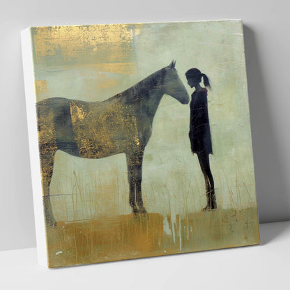 The Golden Bond horse & rider canvas wall art
