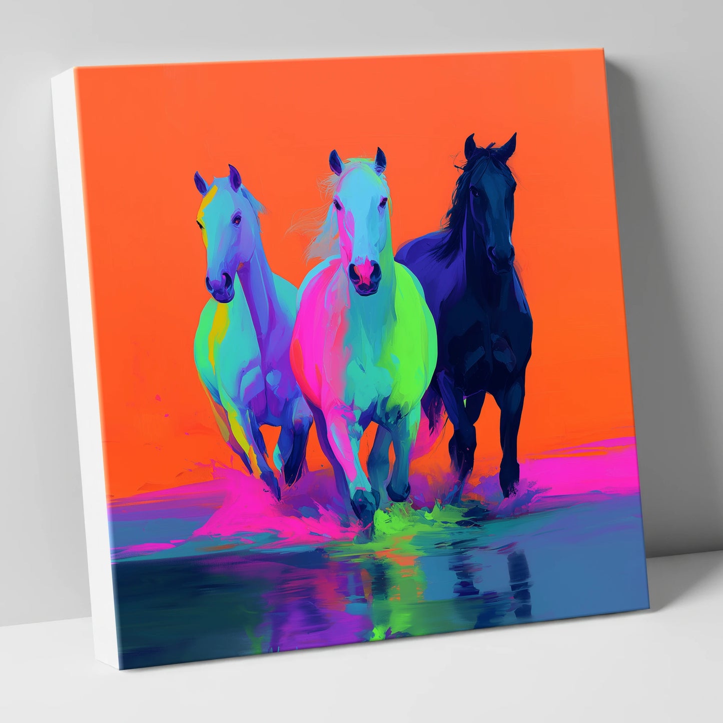 Technicolour Canter wild horses canvas wall art