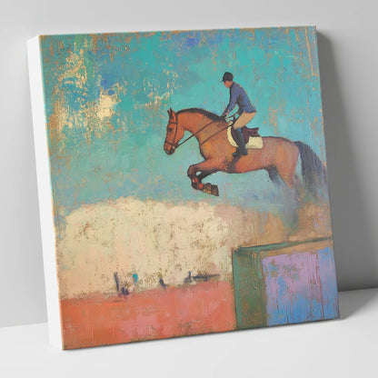 Taking Flight show jumping horse canvas wall art
