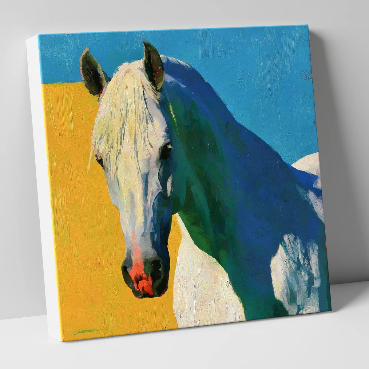 Grey Horse in Vibrant Sunlight horse breed canvas wall art