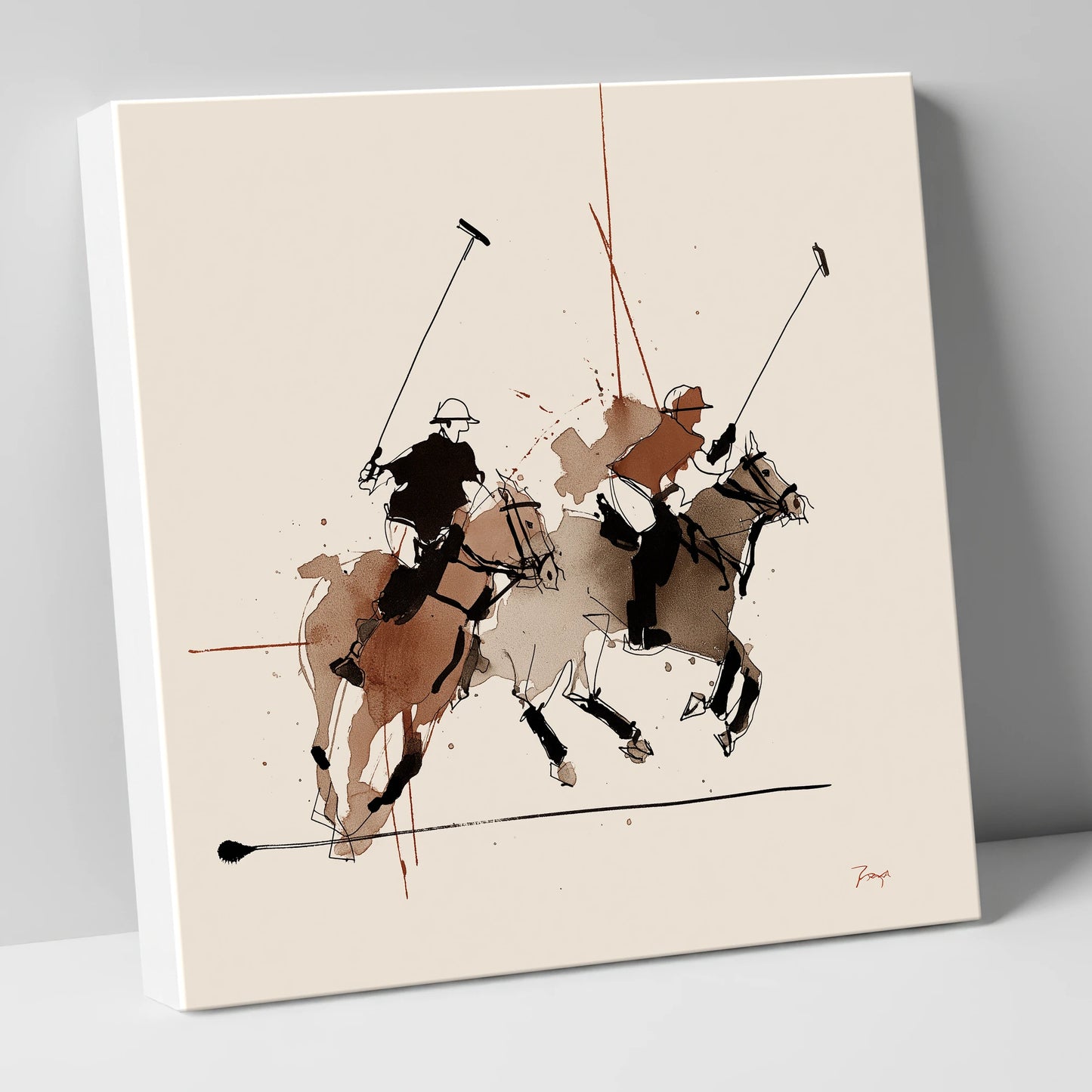 Midfield Charge polo horse canvas wall art