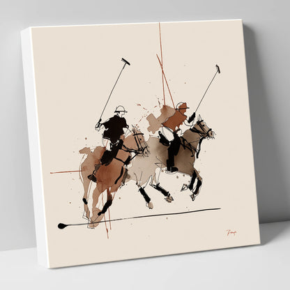 Midfield Charge polo horse canvas wall art